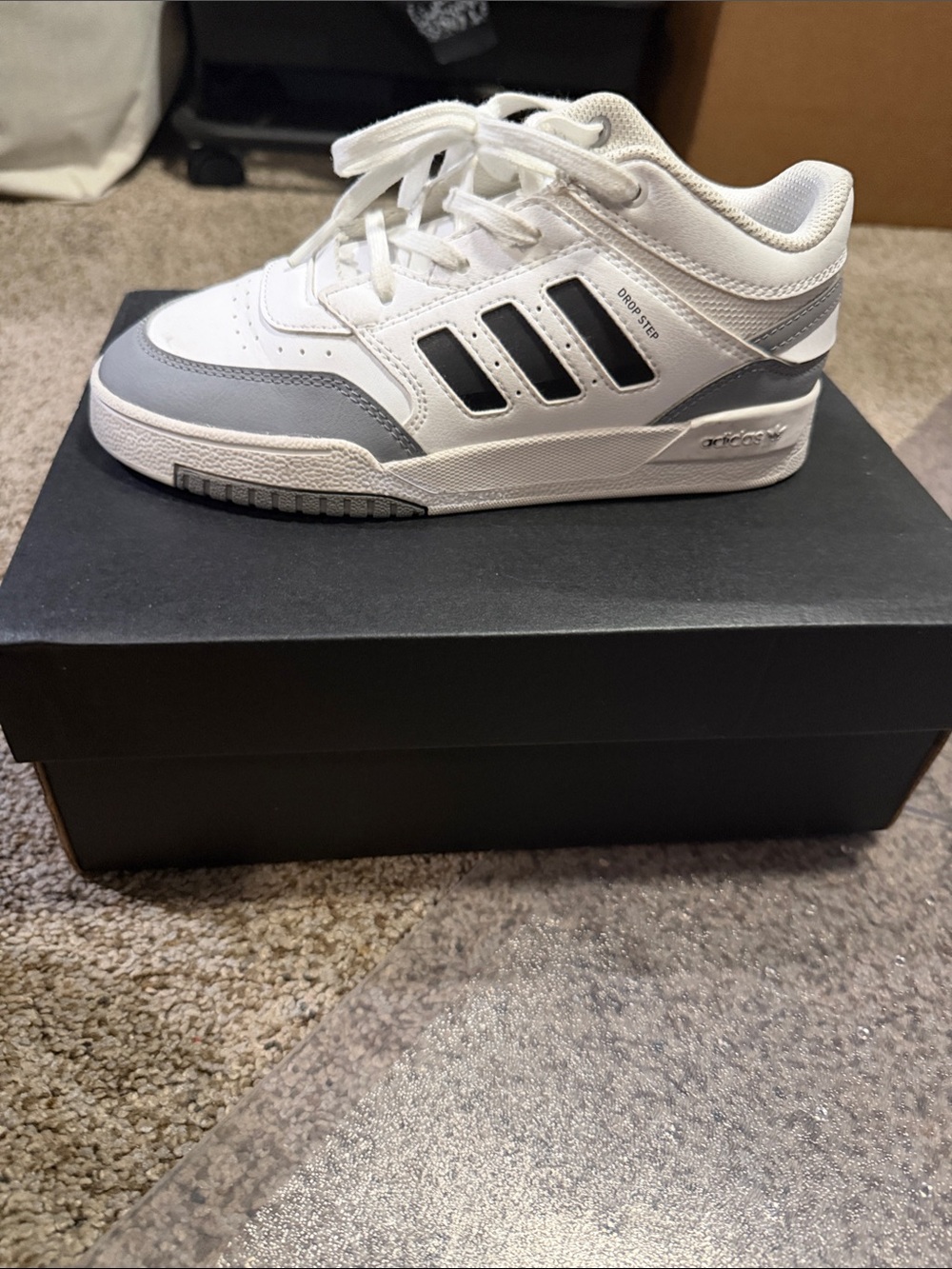 adidas Kids White, Gray & Black Drop Step Sneaker